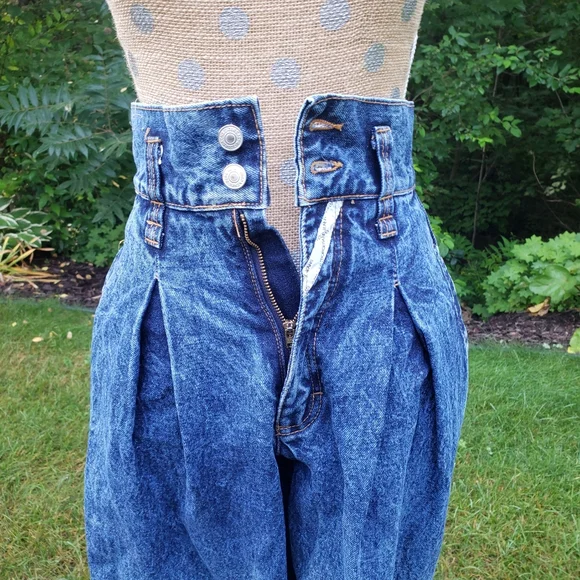 Vintage Jordache 24" waist high rise pleated jeans Barrel Leg - Picture 9 of 16